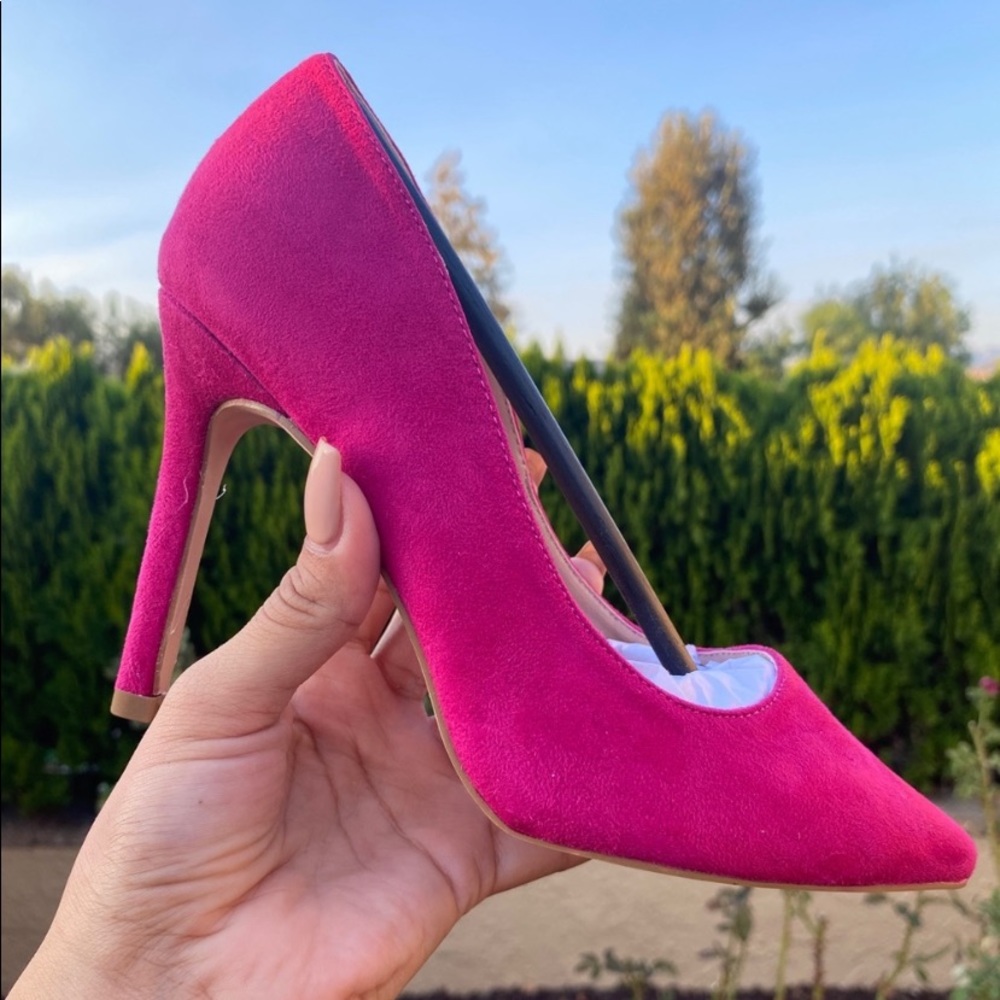 Fuchsia Vegan Suede Stiletto heels
